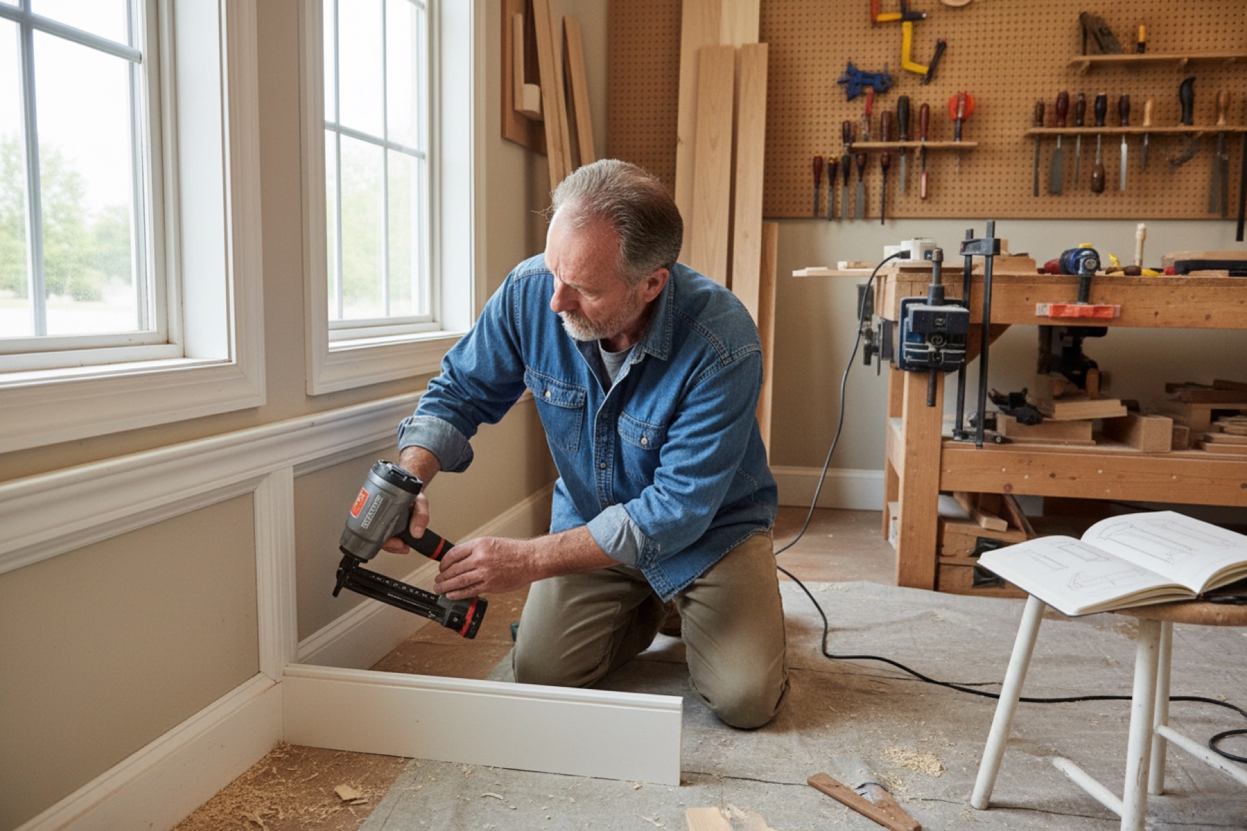 Craftsman doing detailed finish work