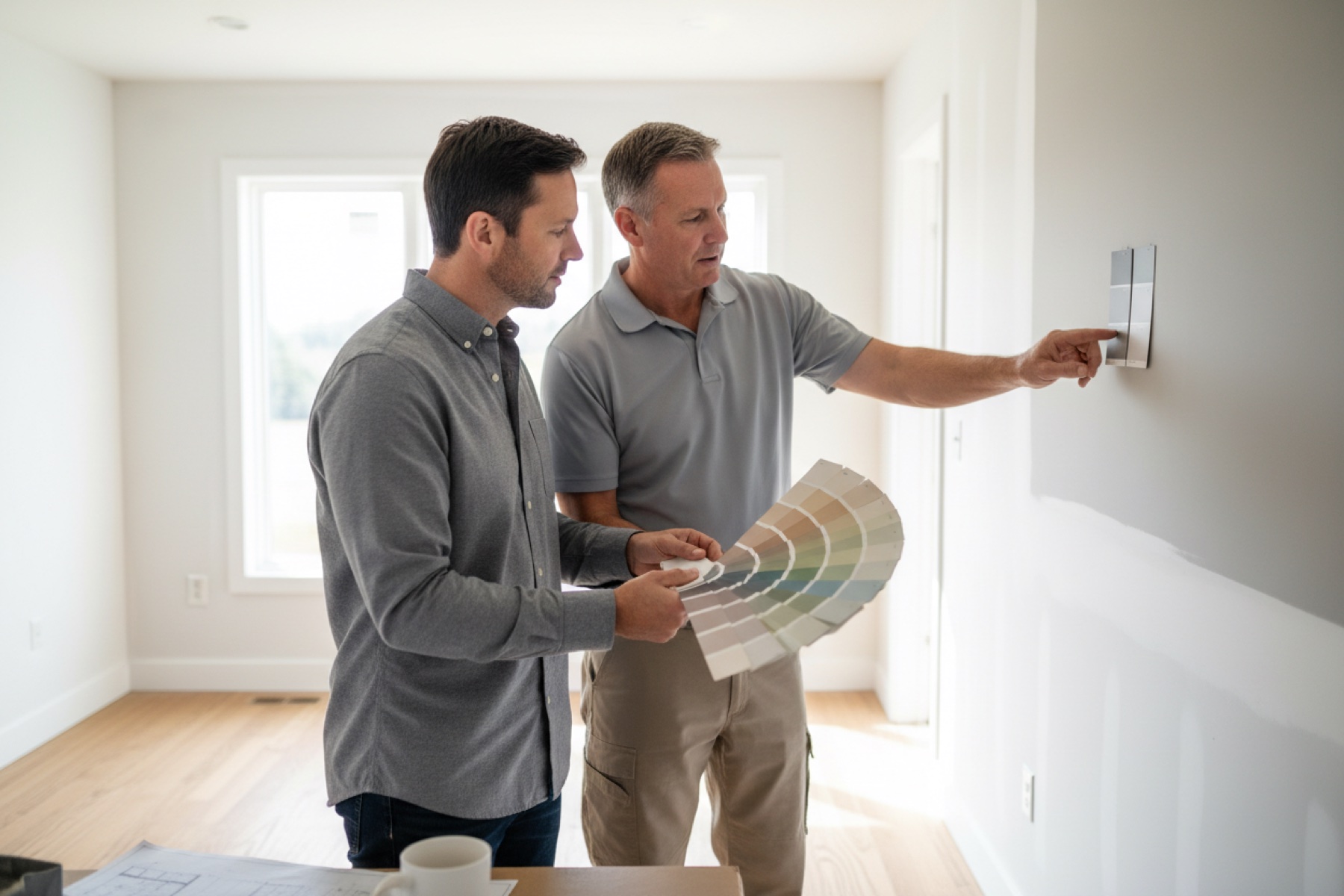 Homeowner reviewing paint color swatches